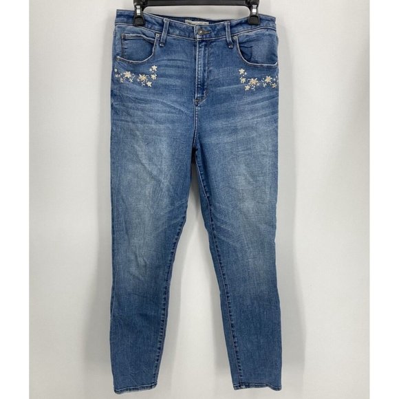 Abercrombie & Fitch Super Skinny Ankle High Rise Jeans Embroidered Curvey 32 14L - Picture 1 of 3